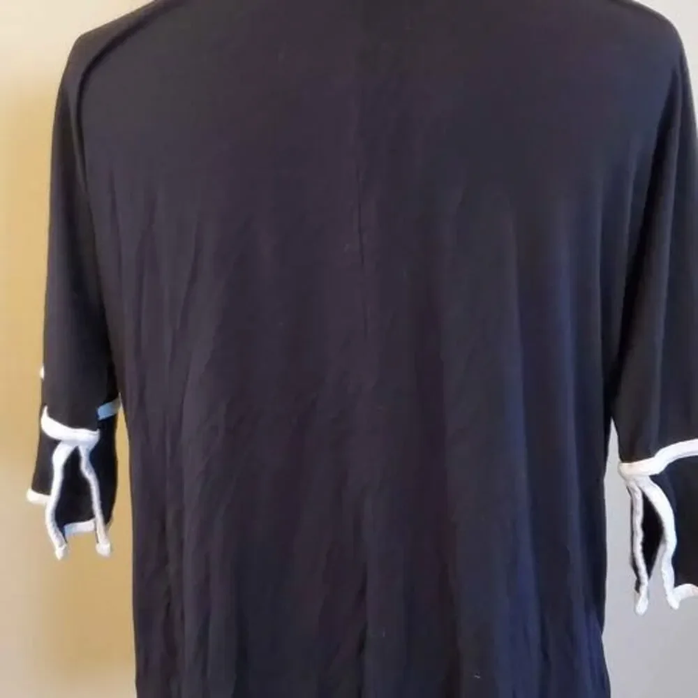 Cable & Gauge Large Ladies Black & White Blouse Top Shirt Ladies 3/4 Sleeve - Picture 6 of 10